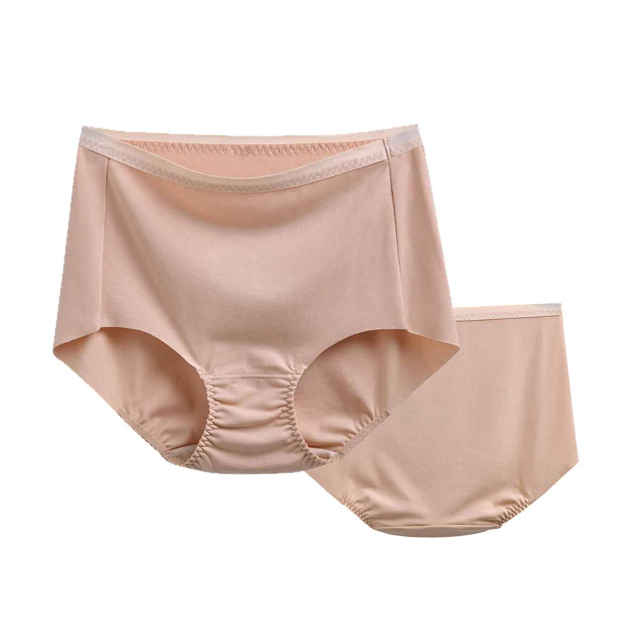 加一尚品2条装棉质底裆高腰内裤女 莫代尔无痕收腹包臀平角裤p34