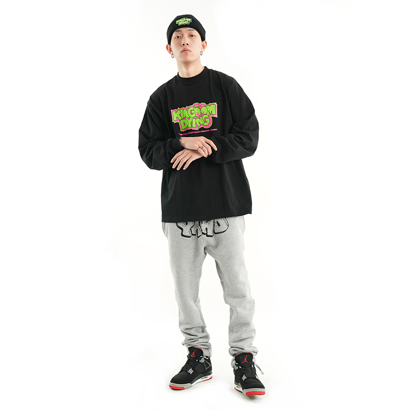 YKHD重磅抽绳束脚卫裤 秋冬季全棉毛圈修身黑灰色休闲裤潮牌