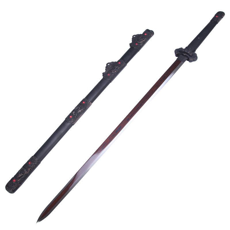 龙泉精品手工百炼花纹钢一体剑长剑硬剑唐剑镇宅收藏兵器未开刃