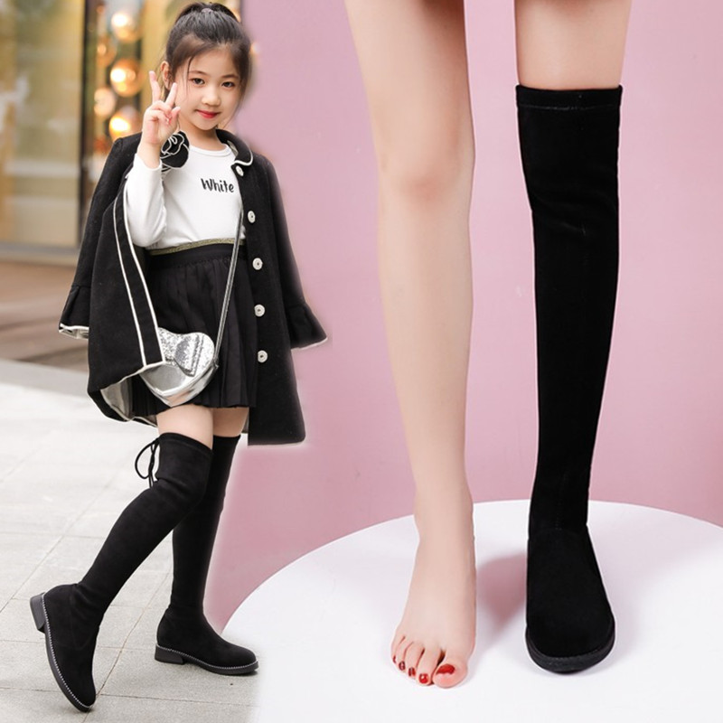女童过膝靴子2020秋冬儿童长筒小女孩皮靴