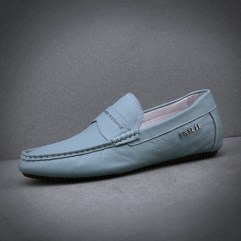 男鞋春夏季潮鞋22新款真皮一脚懒人豆豆鞋青年乐福驾车休闲鞋子男