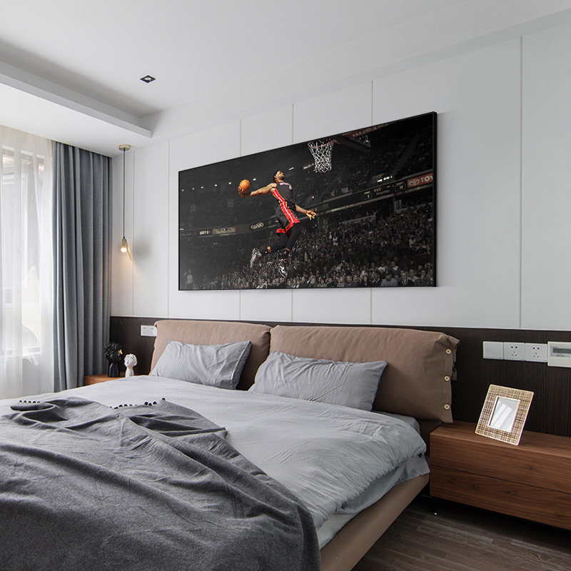 nba球星装饰画 蓝球体育明星詹姆斯客厅挂画现代男孩卧室床头壁画