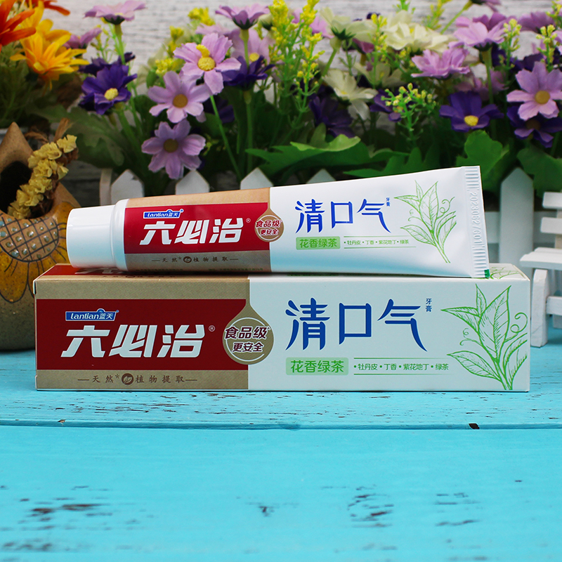 护理蓝天六必治牙膏百年上火白茶清口气气多牙龈小苏打牙膏