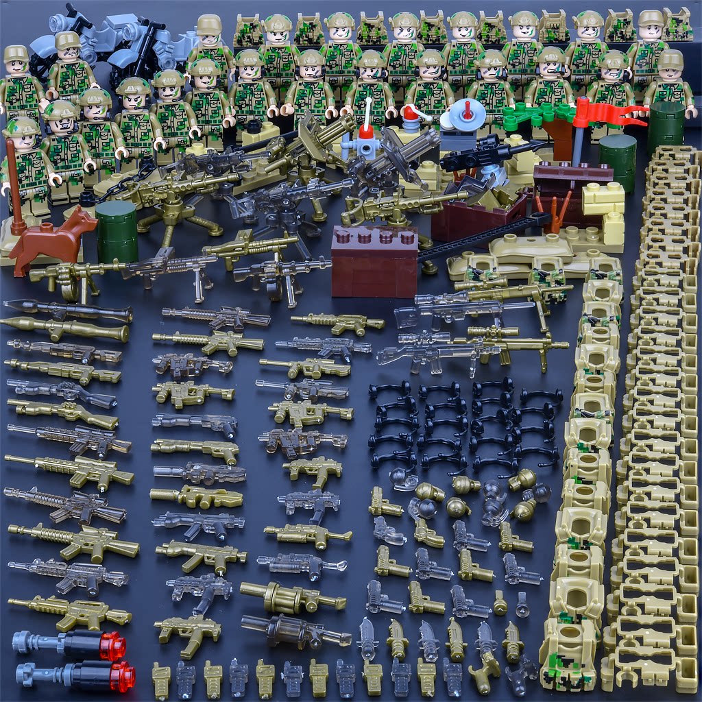 乐高军事事人特种兵虎式坦克装甲车舰载战斗机益智塑料积木