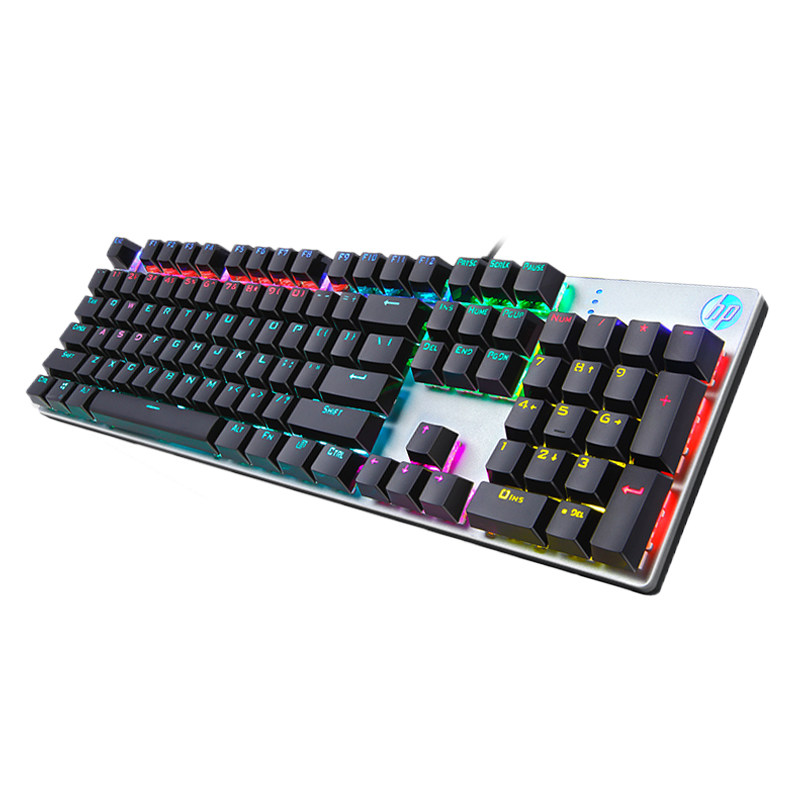 hp惠普gk400f机械键盘轴混彩亮背光金属面板键盘