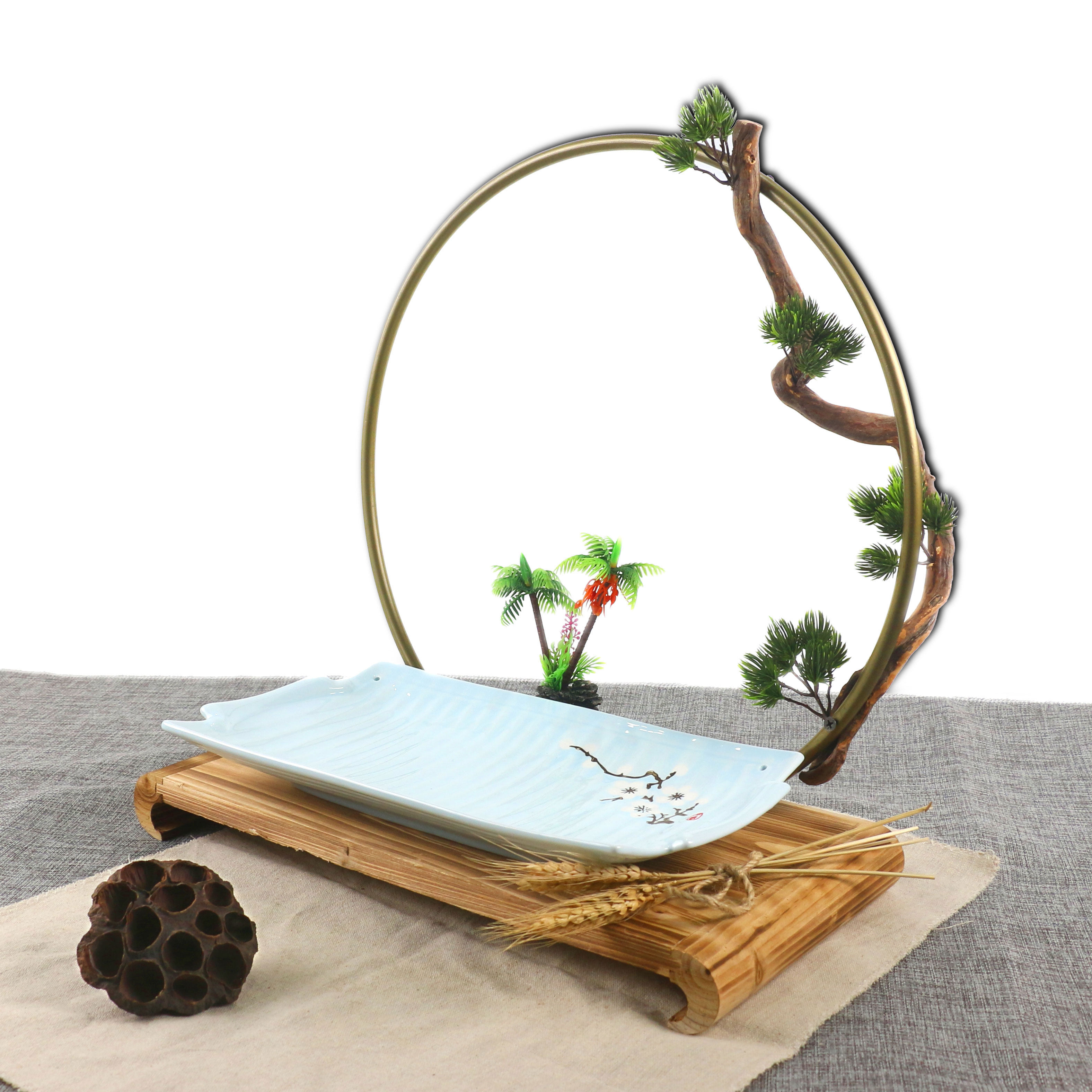 酒店意境创意餐具主题餐厅个性木板特色农家乐盘