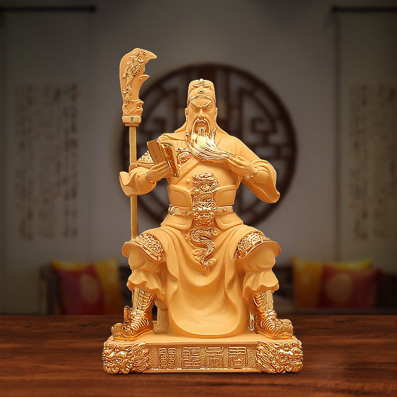 沙金关公招财摆件武财神二爷神像家居客厅店铺装饰摆件