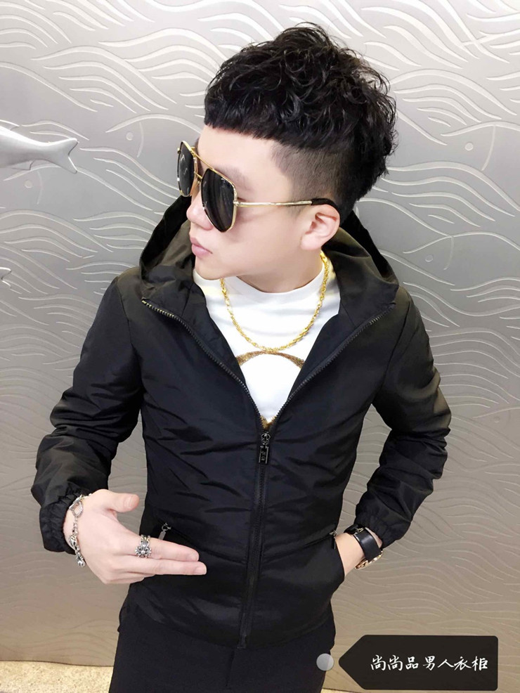 社会小伙短款外套2022春秋新款青年韩版男士修身潮流连帽休闲夹克