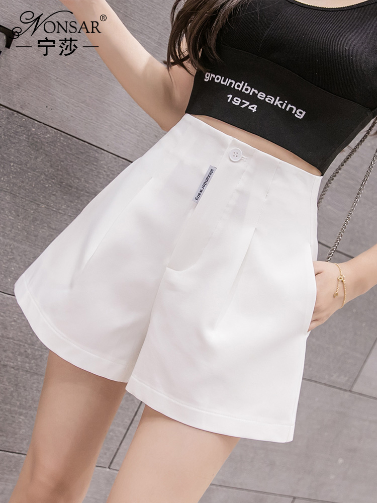 裤子2022夏季新款韩版百搭休闲西装短裤女超火宽松显瘦阔腿热裤潮