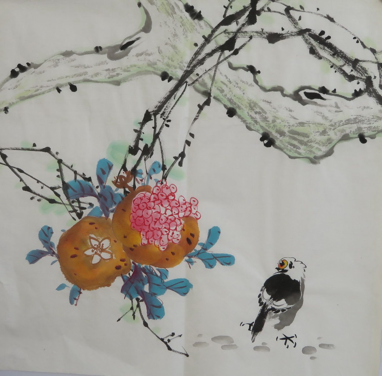 无款画芯特价手绘水墨写意横幅字画作品花鸟国画