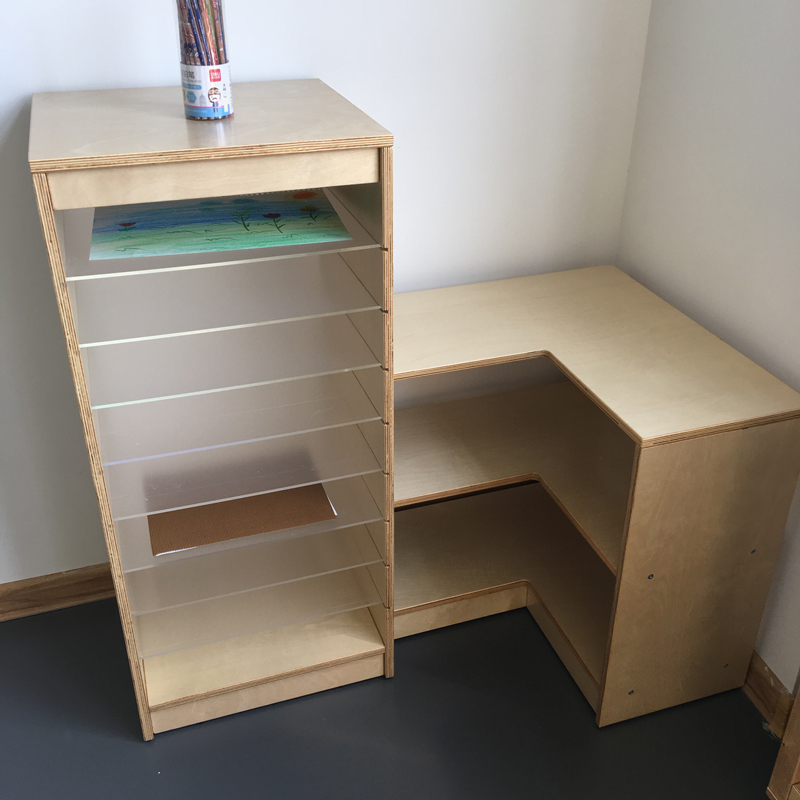 幼儿园早教儿童美术用品收纳柜移动美工台水彩杯美术综合柜晾纸架