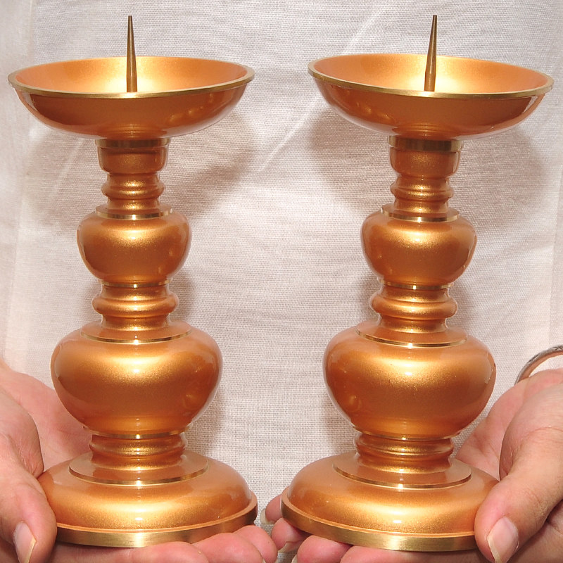 烛台全铜葫芦针蜡一对佛教用品蜡台供奉佛像烛台