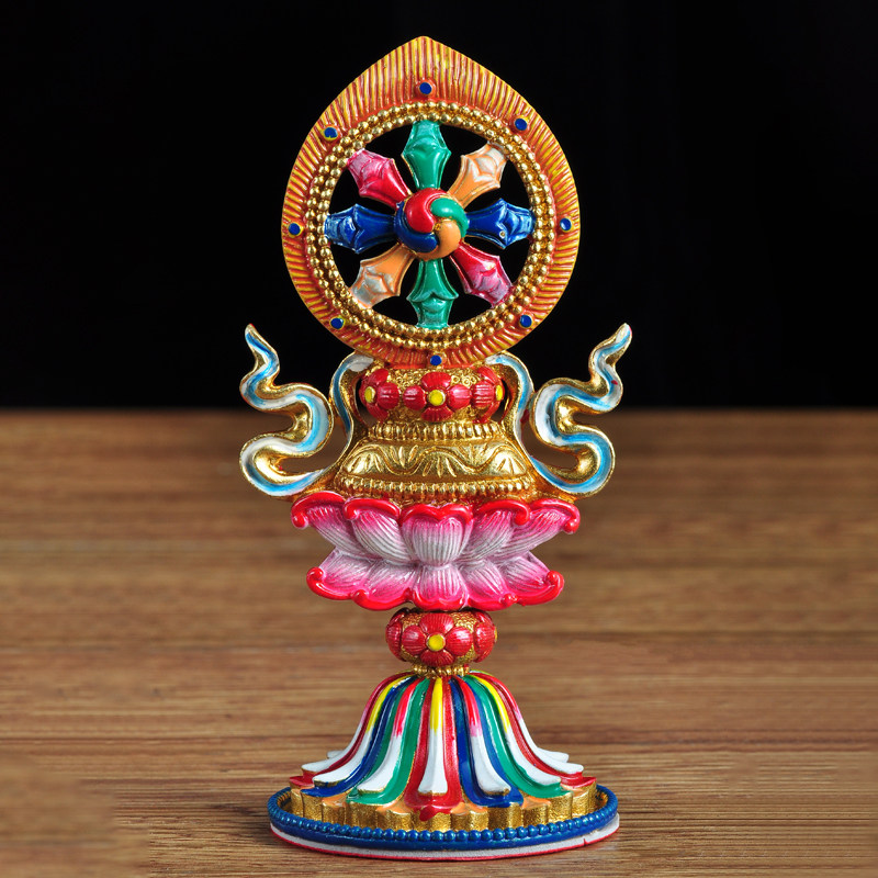 藏传密宗摆件金轮宝铜轮王七政七珍珍宝护法国政装饰摆件