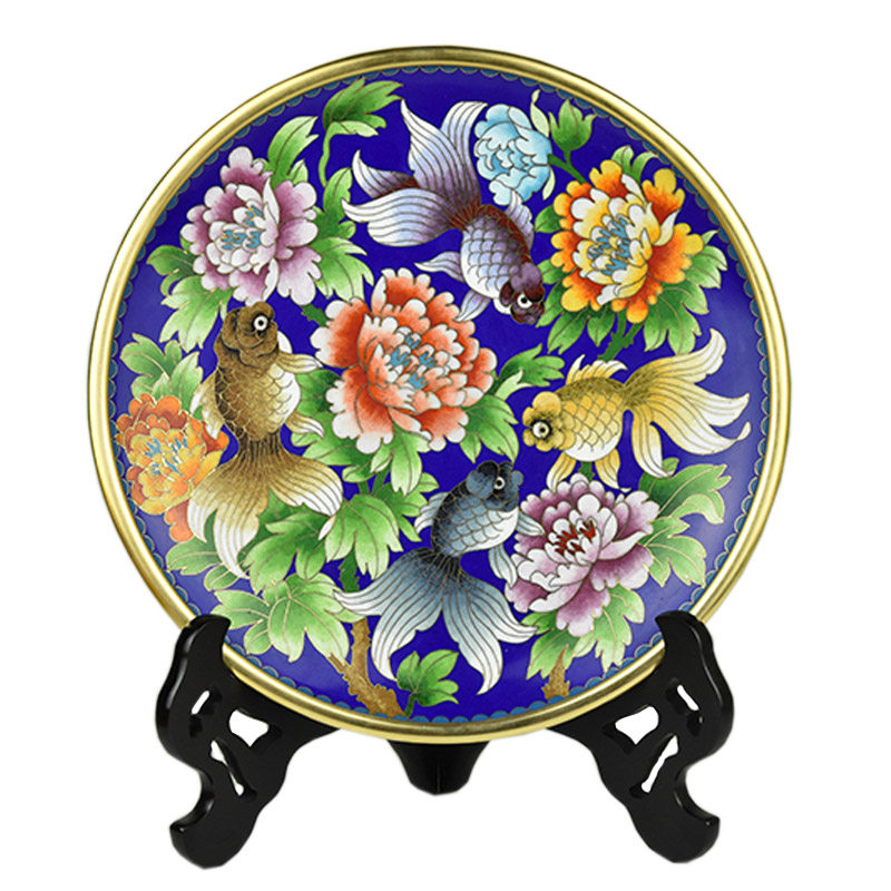 景泰蓝赏盘10寸珐琅年年有余盘子北京特色手工艺家居摆件景泰蓝