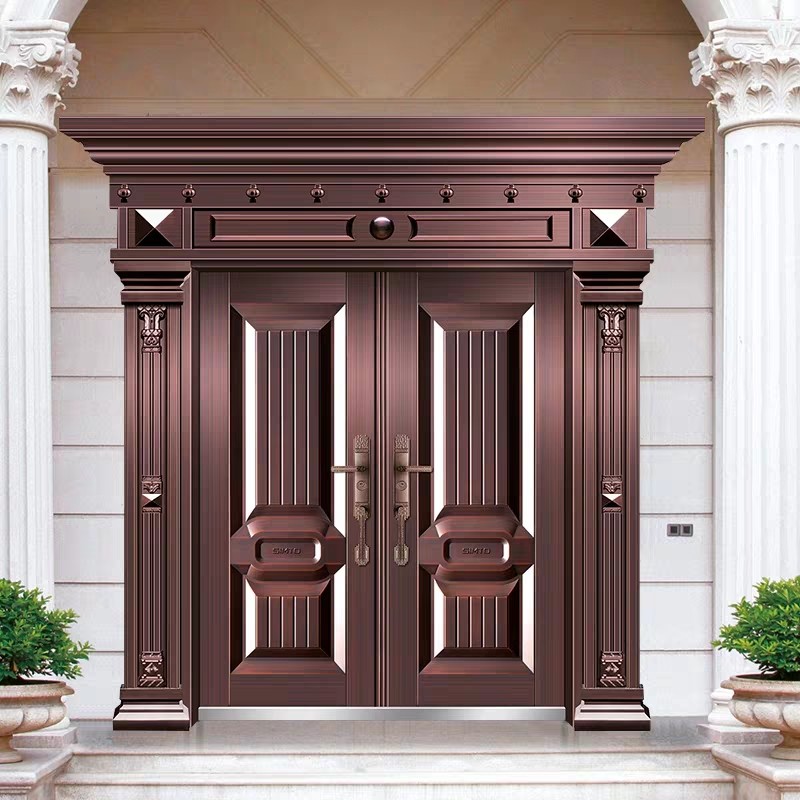 大门开门别墅锌合金仿真农村庭院进户仿铜四开进户门