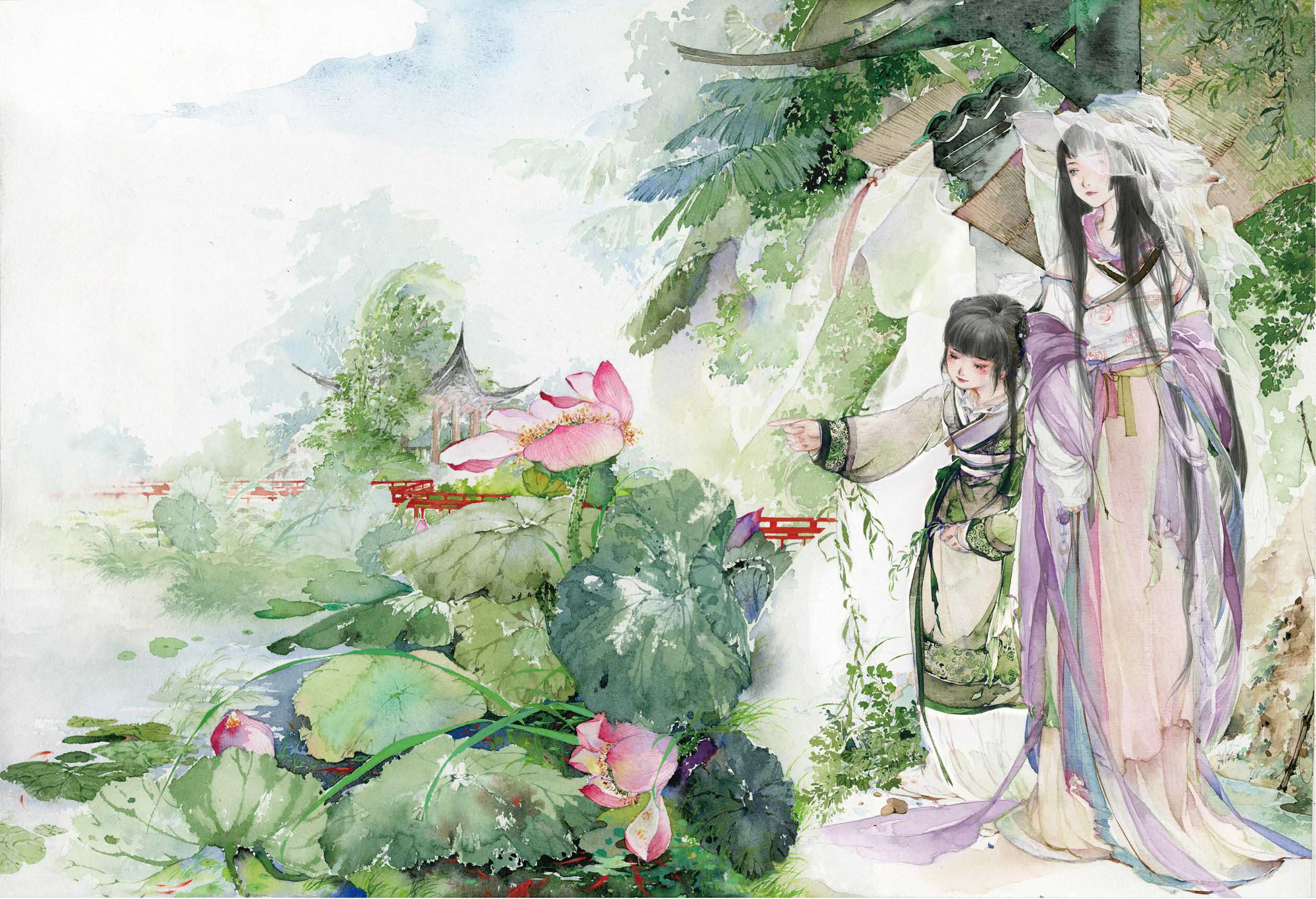 正版 锦瑟 手绘水墨插画集 呀呀 古风画集临摹画册 天闻角川绘本 《唯