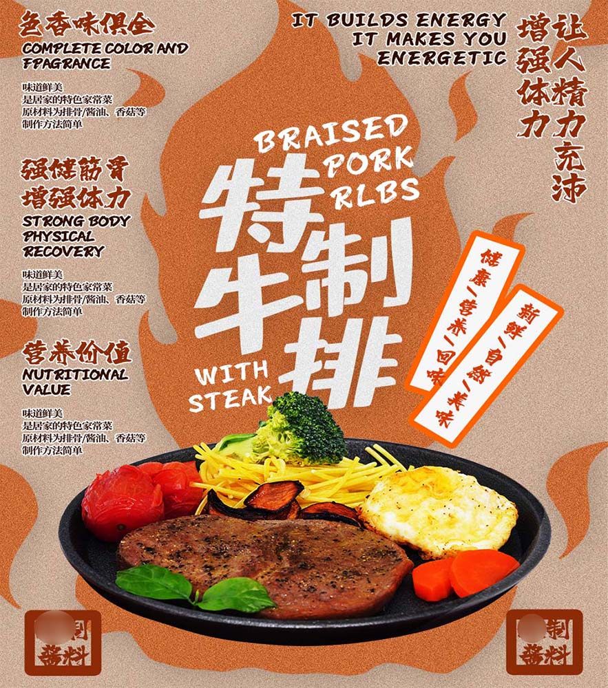 西餐厅牛排宣传挂图图片墙贴画纸写真素材展板塑料薄膜