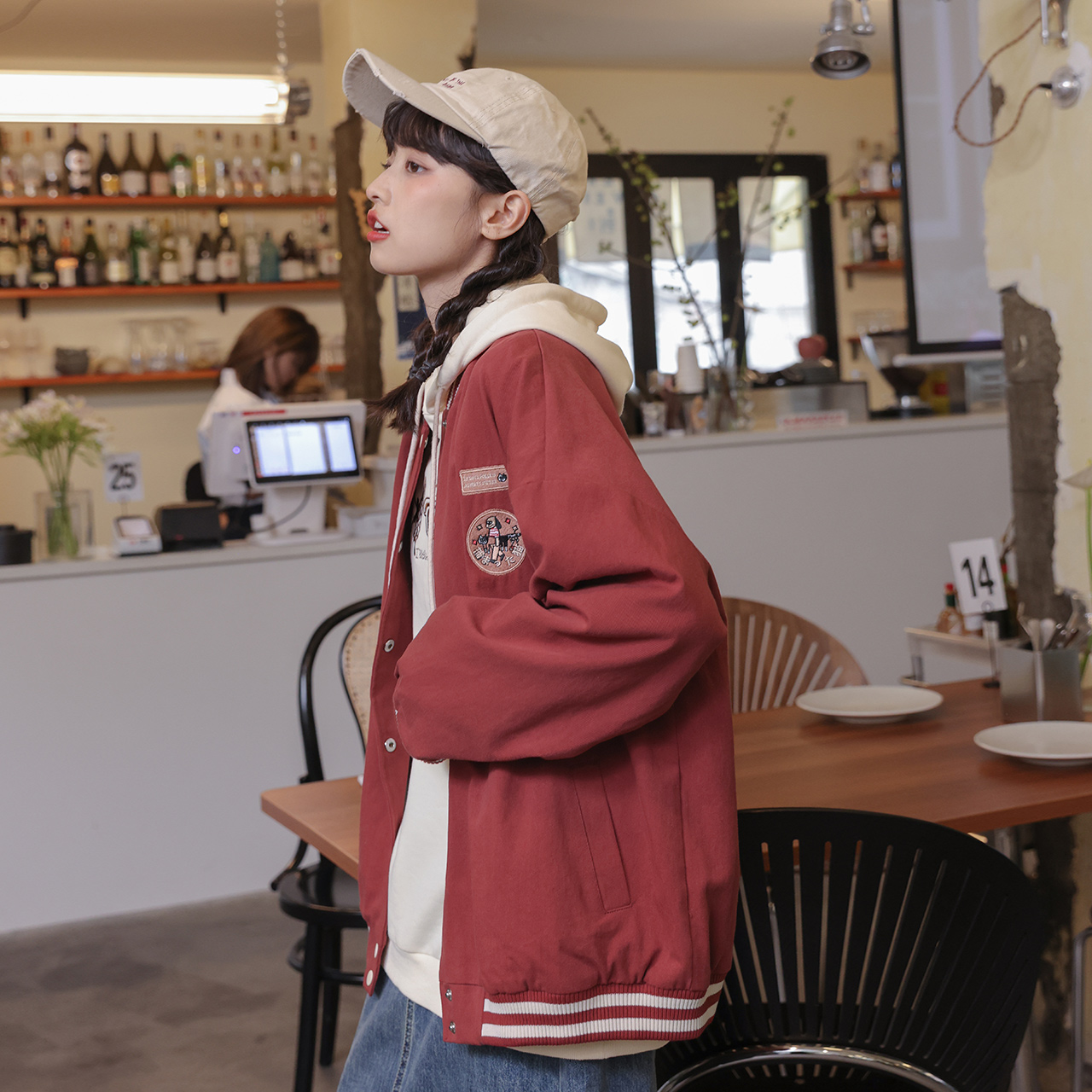 尔给国潮棒球服vintage港风秋季外套女2021新款时尚宽松韩版学生