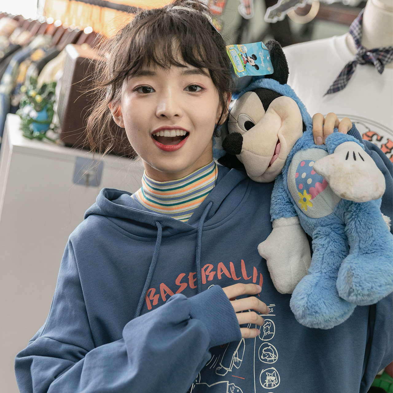 尔给甜酷oversize连帽卫衣女春秋薄款小个子宽松bf慵懒风国潮原创