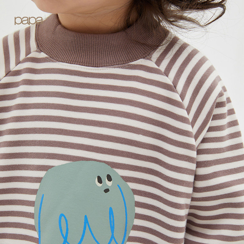 papa爬爬冬季新款宝宝半高高领插肩袖卫衣男卫衣