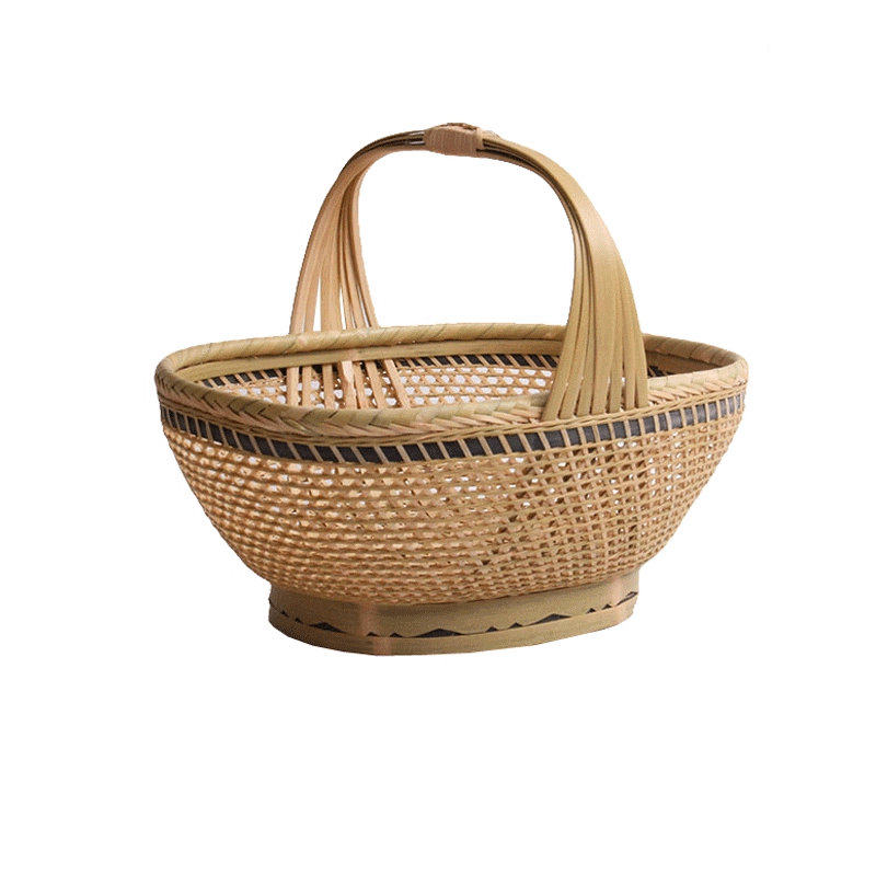 竹编手工竹制品精致竹篮家用古装菜篮子手提篮子竹编