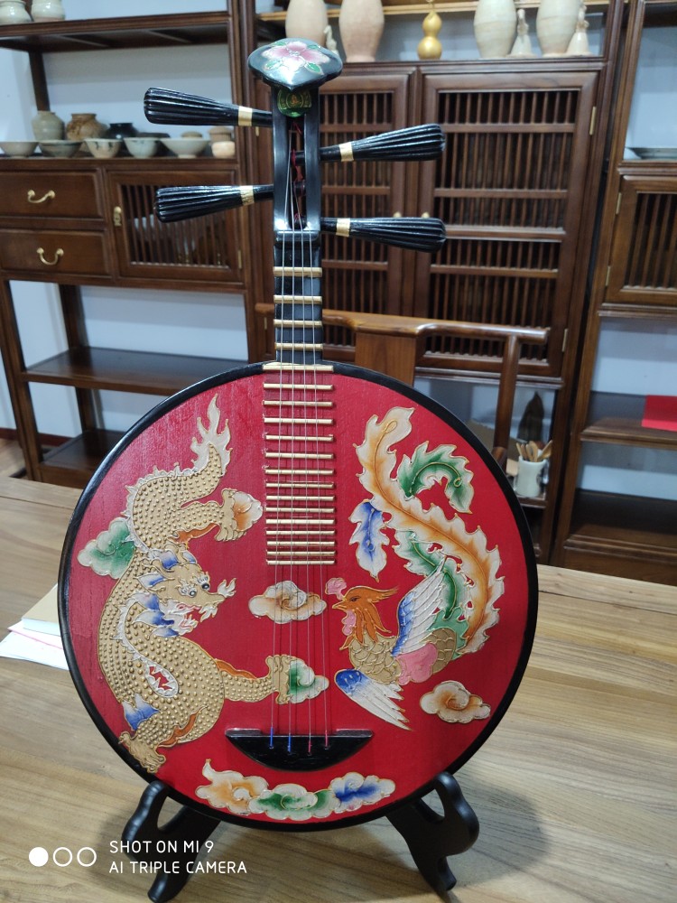 乐器月琴彩绘古典初学入门装饰挂件摆件复古月琴