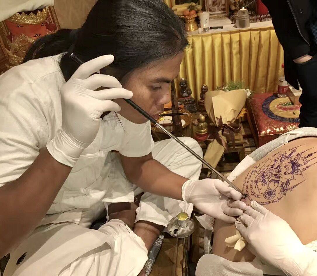 泰国刺符纹身白衣阿赞派中号象神甘尼许智慧招财富泰符缘预约连接