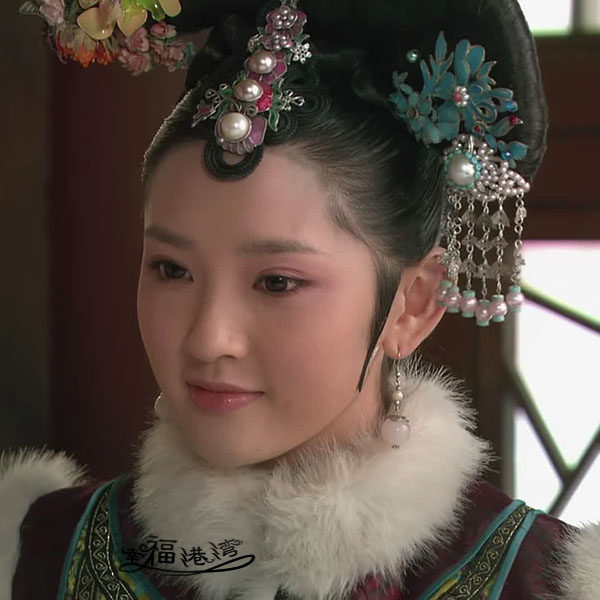 包邮复古古装粉玉珍珠贝壳艺昕甄嬛唐艺昕祺嫔耳饰