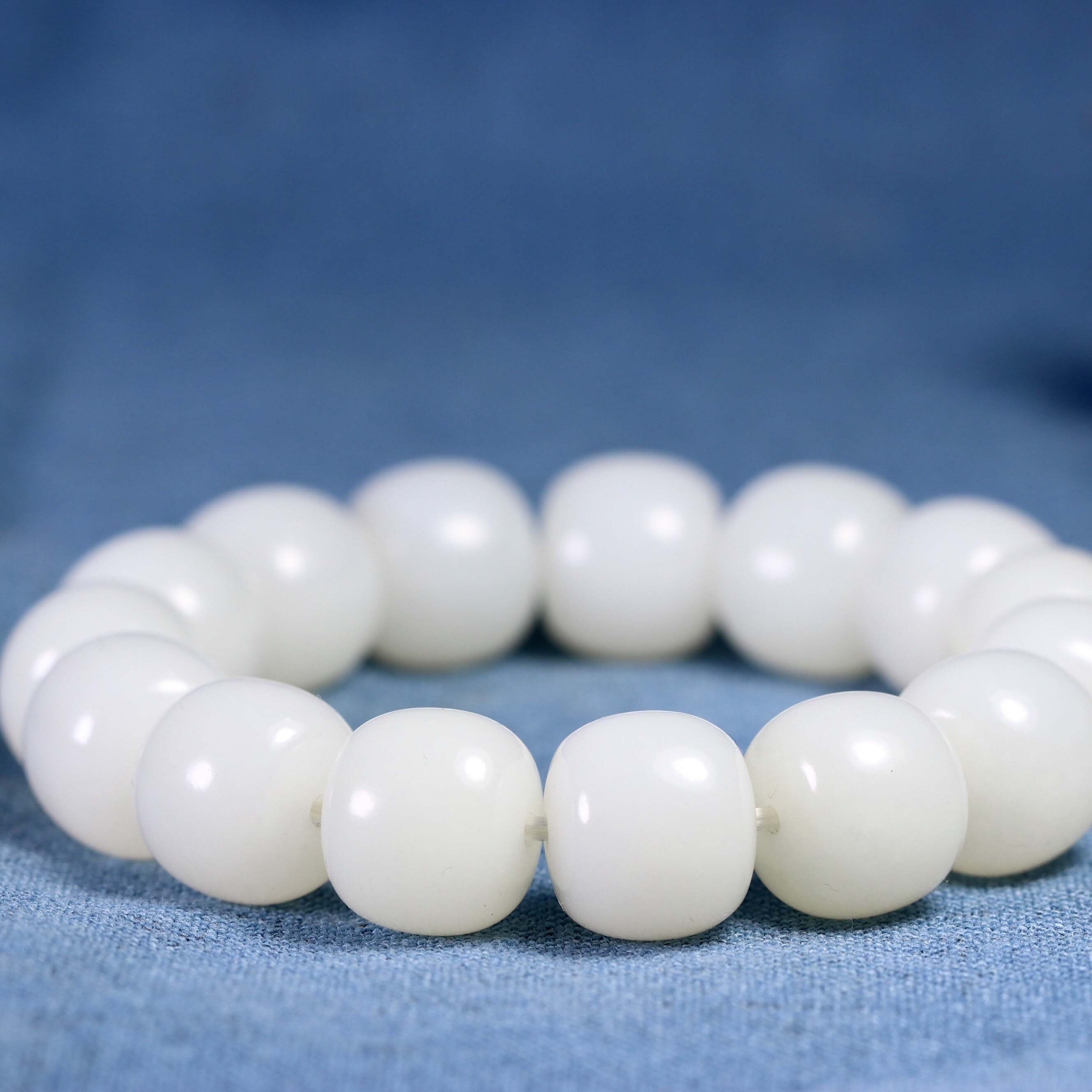 玉秀新疆和田玉籽料老型珠手串男款手饰白玉苏工手饰