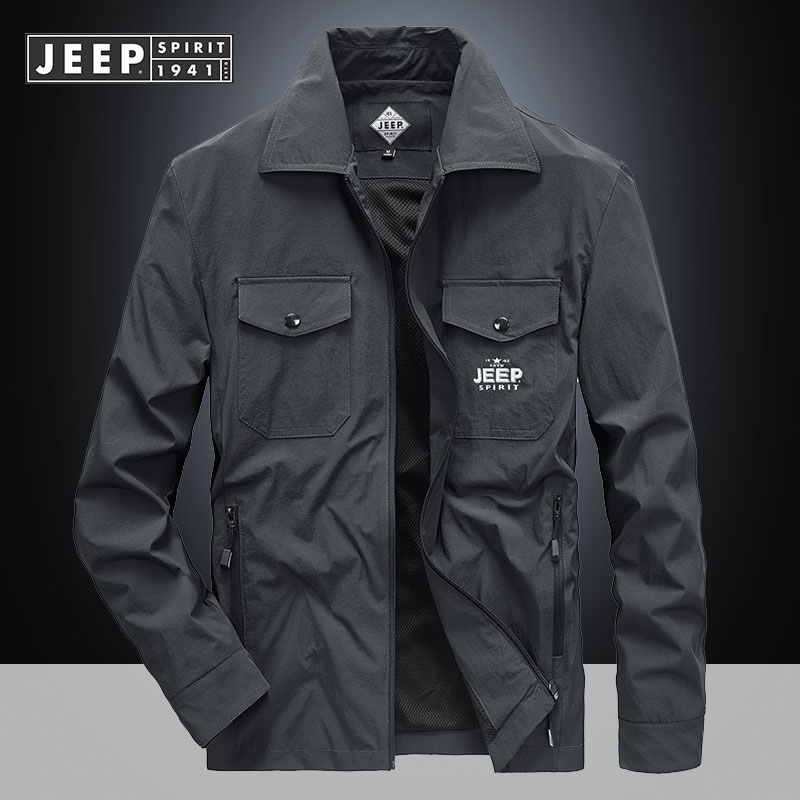JEEP/吉普2022春秋新款速干外套男多袋休闲夹克上衣宽松大码男装
