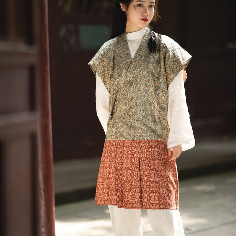 汀兰颂原创正仓院复原唐制安君子半臂腰襕圆领汉服