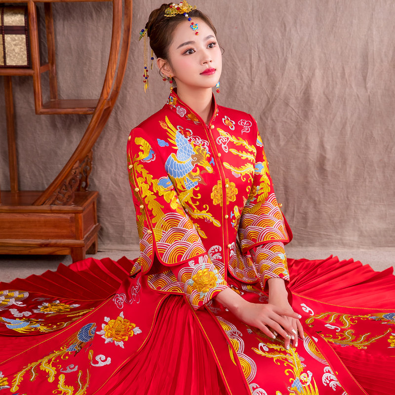 秀禾服新娘夏季中式婚纱2018新款结婚礼服古装薄款秀格服龙凤褂