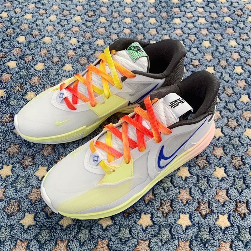 适配马卡龙渐变鞋带扁平kyrie黄扁平扎染欧文白蓝黄鞋带