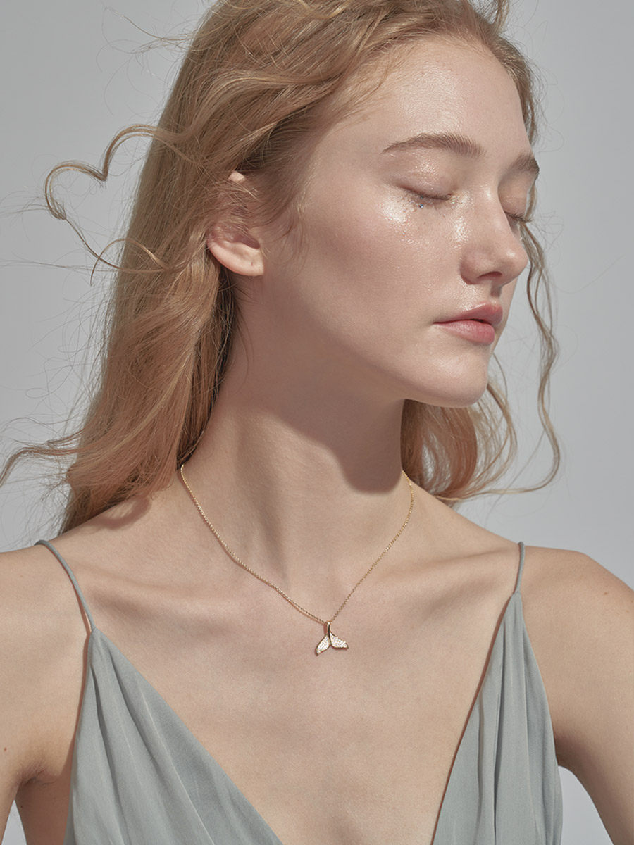 terra项链锁骨小众气质人鱼海豚鱼尾网红镶钻项链