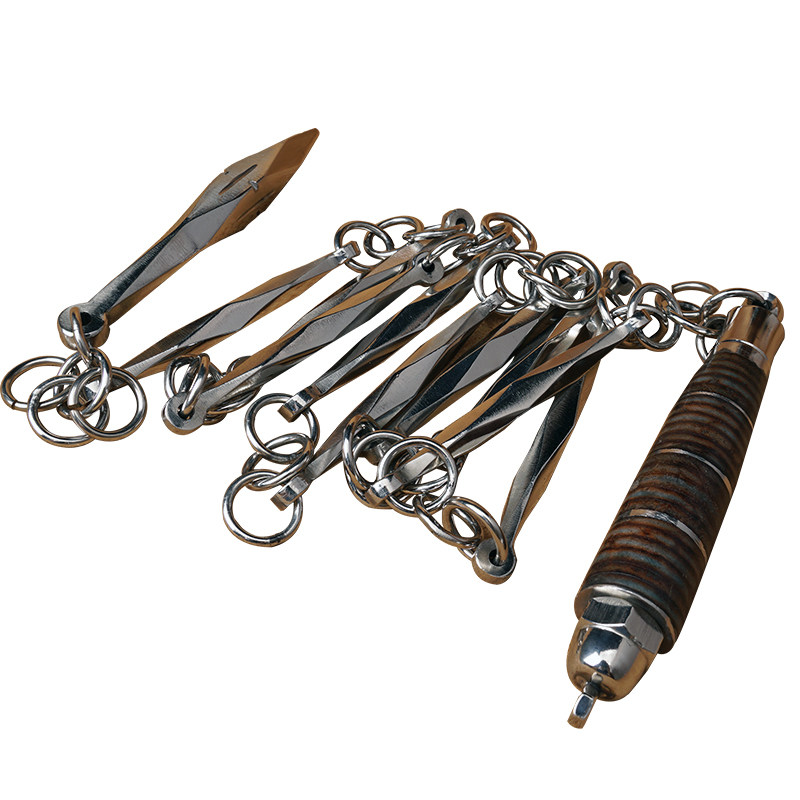 表演天脉傲龙牛皮防滑把手不锈钢九节八棱型实战鞭子九节鞭