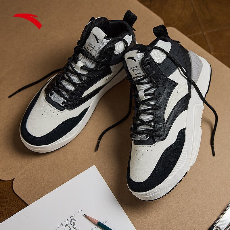 安踏踏板男鞋2022新款秋季高帮休闲鞋秋冬季官方板鞋