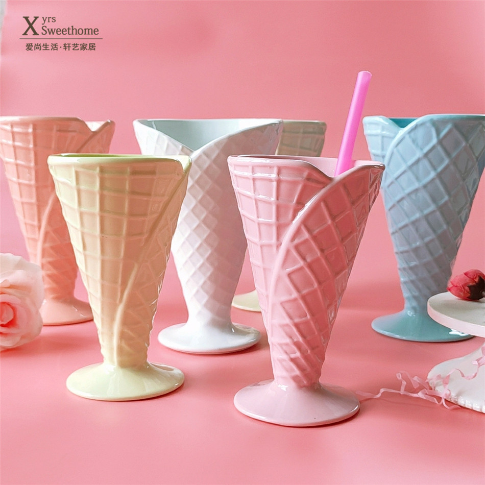 陶瓷冰激凌造型果酱奶油冰淇淋慕斯锥形果冻果汁马克杯