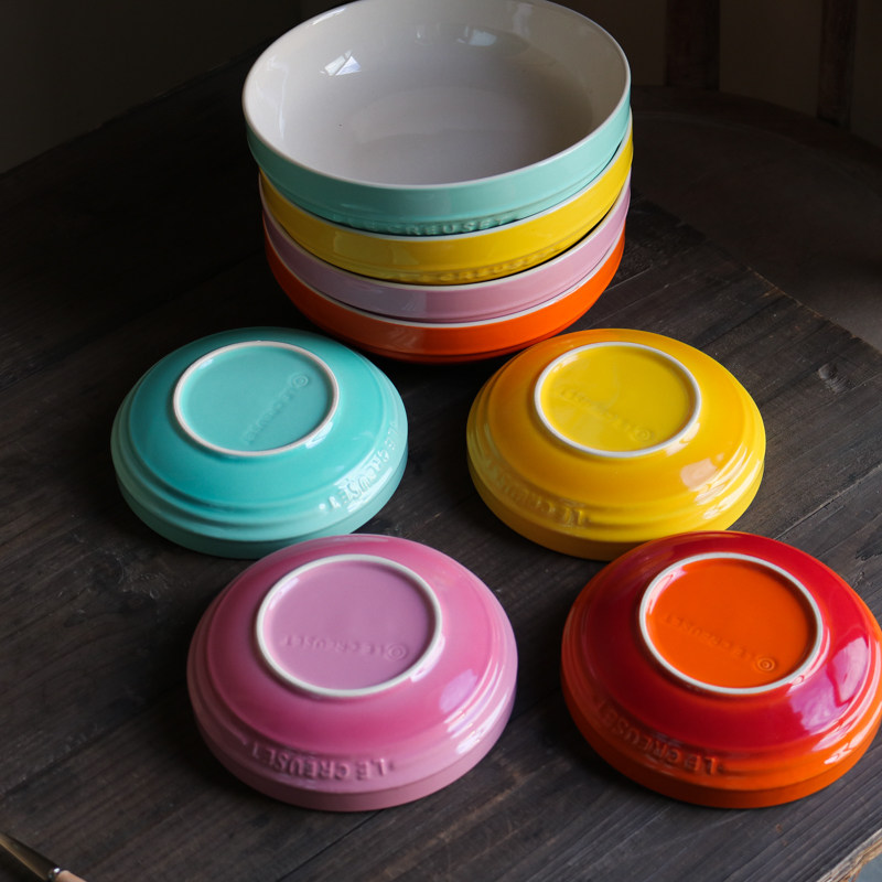 w1962法国新品拓石高温陶瓷质感渐变多色深盘/彩色小菜盘沙拉盘