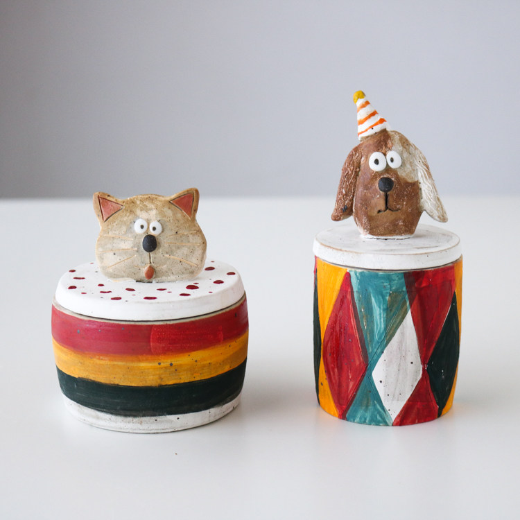 陶土w1962陶瓷手作设计师款手童话世界动物装饰摆件摆件