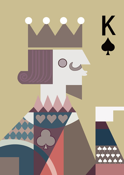 扑克牌国王王后挂画现代小清新个性海报客厅装饰画现代装饰画