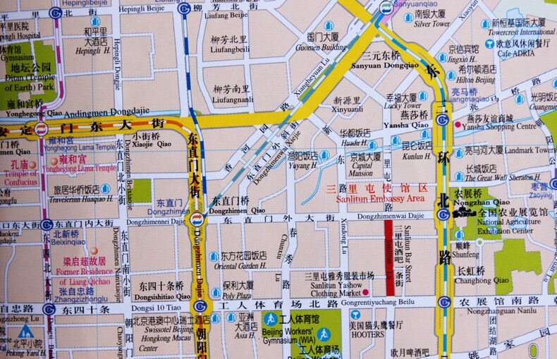 2018全新北京游览交通旅游图 中英文对照 酒店宾馆实用地图自驾自助游