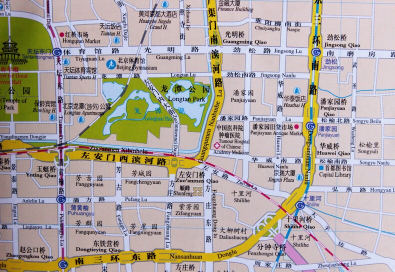 2018全新北京游览交通旅游图 中英文对照 酒店宾馆实用地图自驾自助游