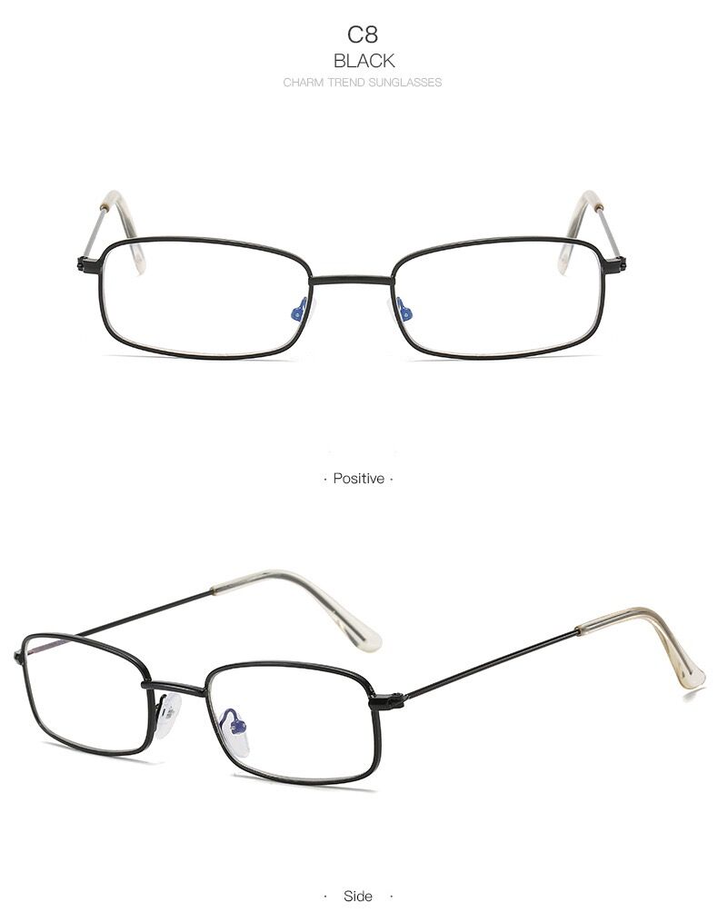 原宿长方形小框金属太阳眼镜平光近视眼镜框复古眼镜架