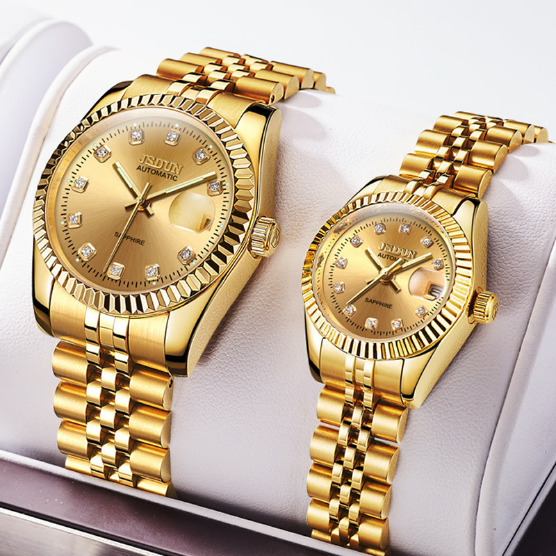 正品瑞士镶钻石劳力手表男女士全自动机械表超薄防水夜光金表进口