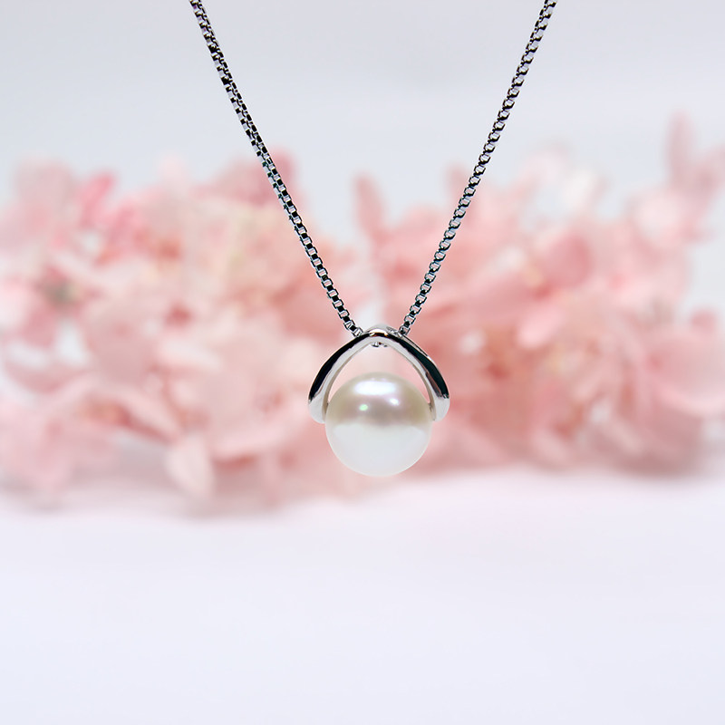 玺爱珠宝 简约淡水珍珠吊坠强光百搭几何图形项链送礼佳品包邮