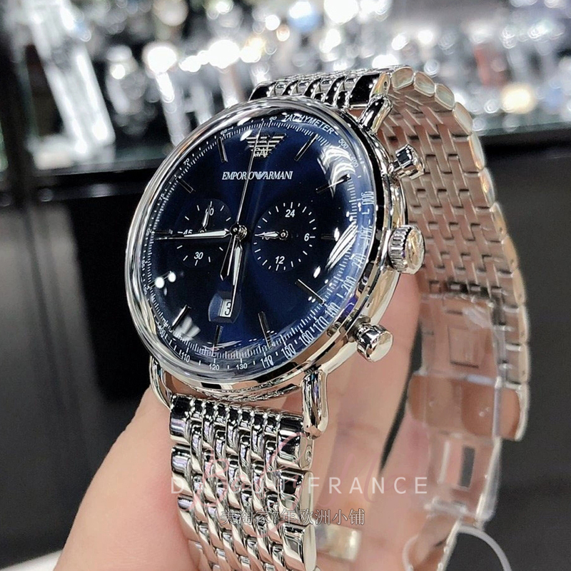 Armani阿玛尼手表男商务石英腕表 钢带大表盘运动防水男表AR11238