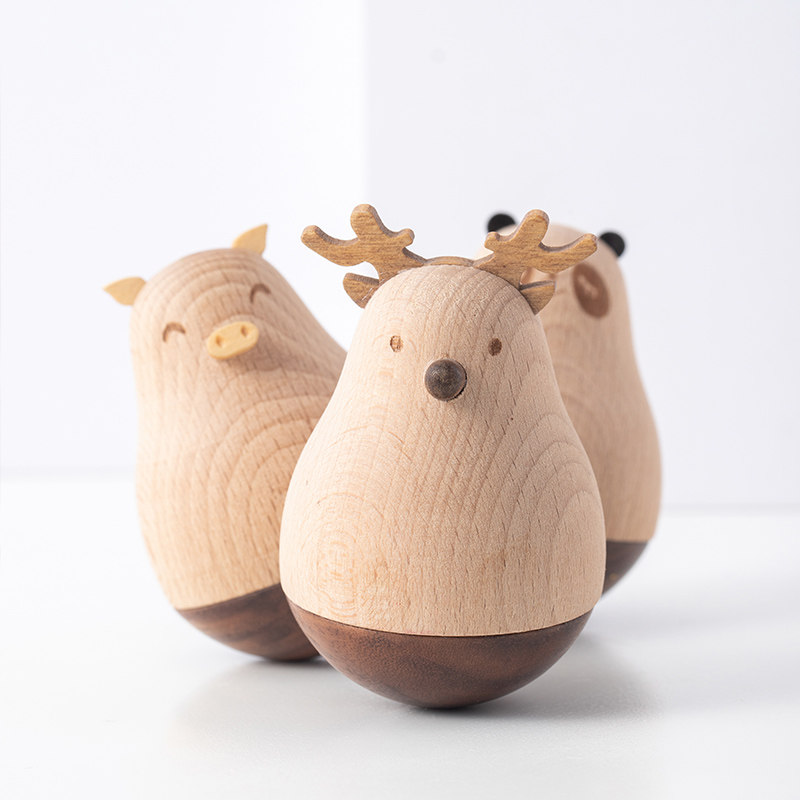 创意不倒翁摆件木质生日礼物送闺蜜男女生情人实用办公桌面装饰