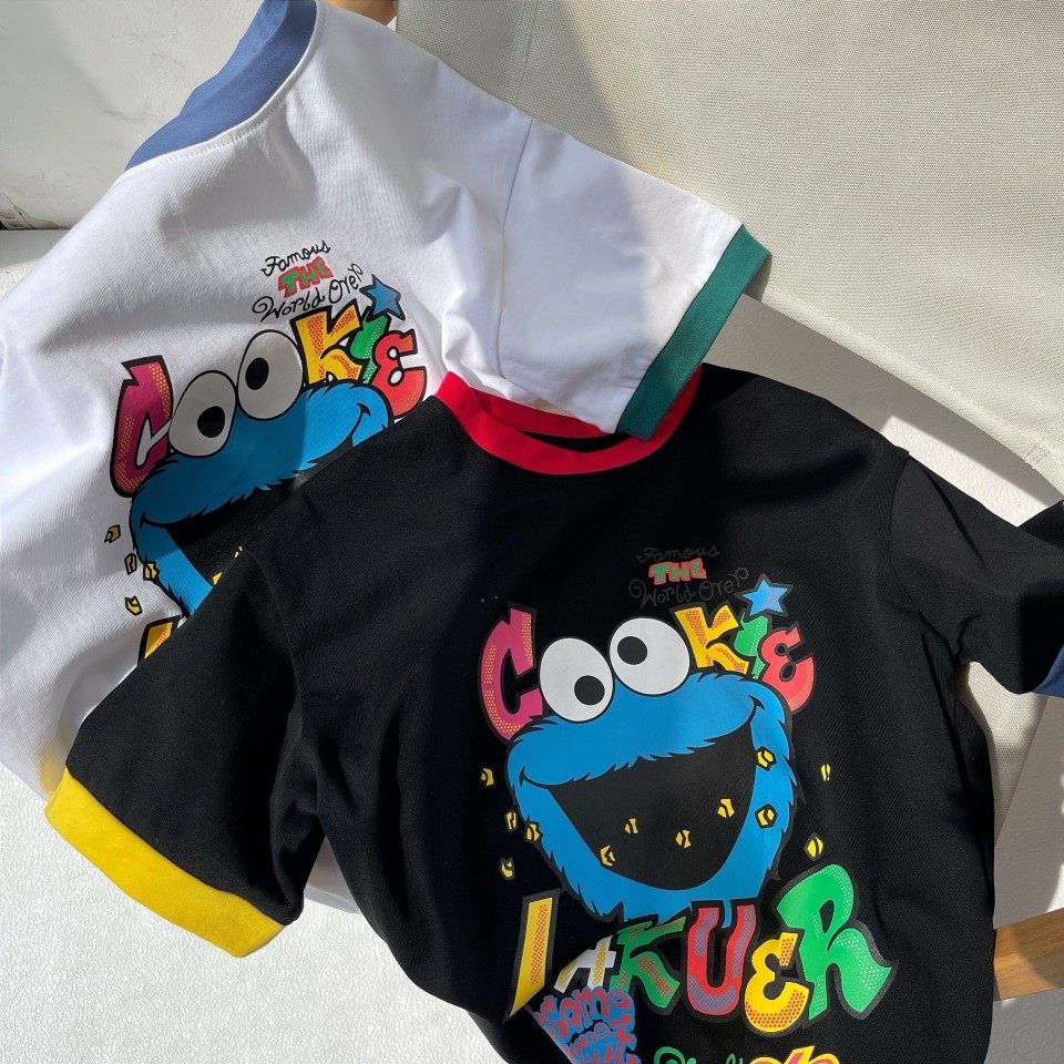 波拉韩国童装男女女童纯棉短袖夏季新款儿童t恤