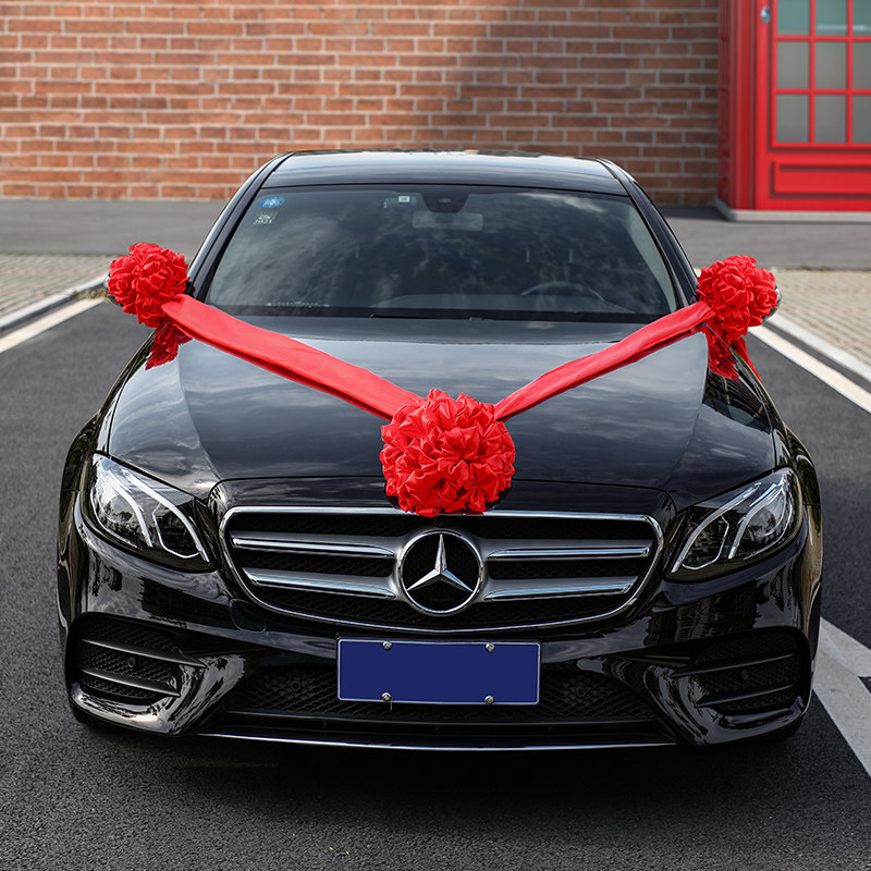 大红花球汽车大红花颁奖新车交车红绸布结婚绣球开业庆典剪彩花球
