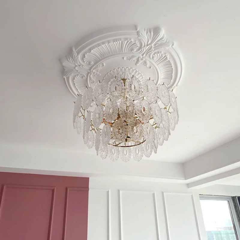 法式石膏灯盘欧式不规则花盘吊灯装饰圆盘吊顶石膏线条